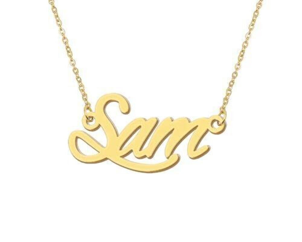 2176 18k Gold Plated Sam Name Charm Necklace 's Nameplate Necklace